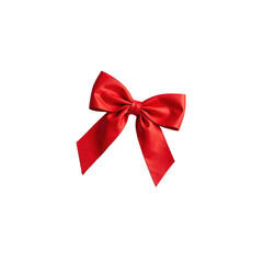 Fototapeta premium Luxurious red ribbon bow on a black transparent background, perfect for gift packaging and festive designs, elegant and celebratory..