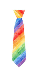 Watercolor Rainbow Necktie Isolated On Transparent Background Clipart