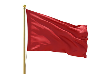 Waving Red Flag on Pole with Transparent Background Illustration
