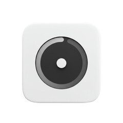White Square Icon with Black Circle Center Transparent Illustration