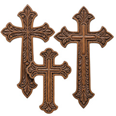 Wooden Carved Crosses Faith Religion Symbol Religious Png Background