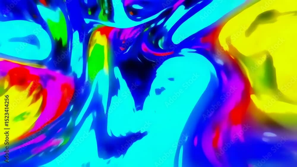 Poster vibrant fluid art animation featuring dynamic color swirls and abstract motion background