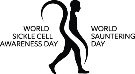 Fototapeta premium A graphic showing world sickle cell awareness day and world sauntering day with a figure in between