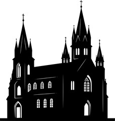 Obraz premium Christianity church building with cross icon silhouette 