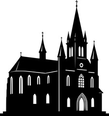 Fototapeta premium Christianity church building with cross icon silhouette 