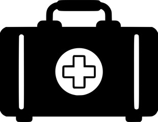 Obraz premium First aid kit bag silhouette,First aid kit bag black vector icon 