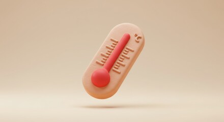 Beige coral thermometer icon illustration