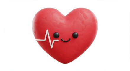 Obraz premium Cartoon heart graphic with ekg line