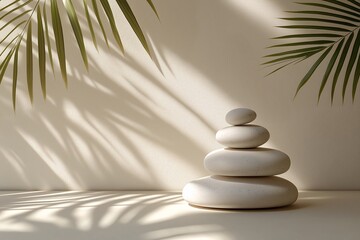 Obraz premium Zen Stone Stack for Spa Decor. Embrace Relaxation and Wellness with Natural Simplicity