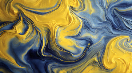 Fototapeta premium Sunflower yellow and navy fluid swirl with intense ripple