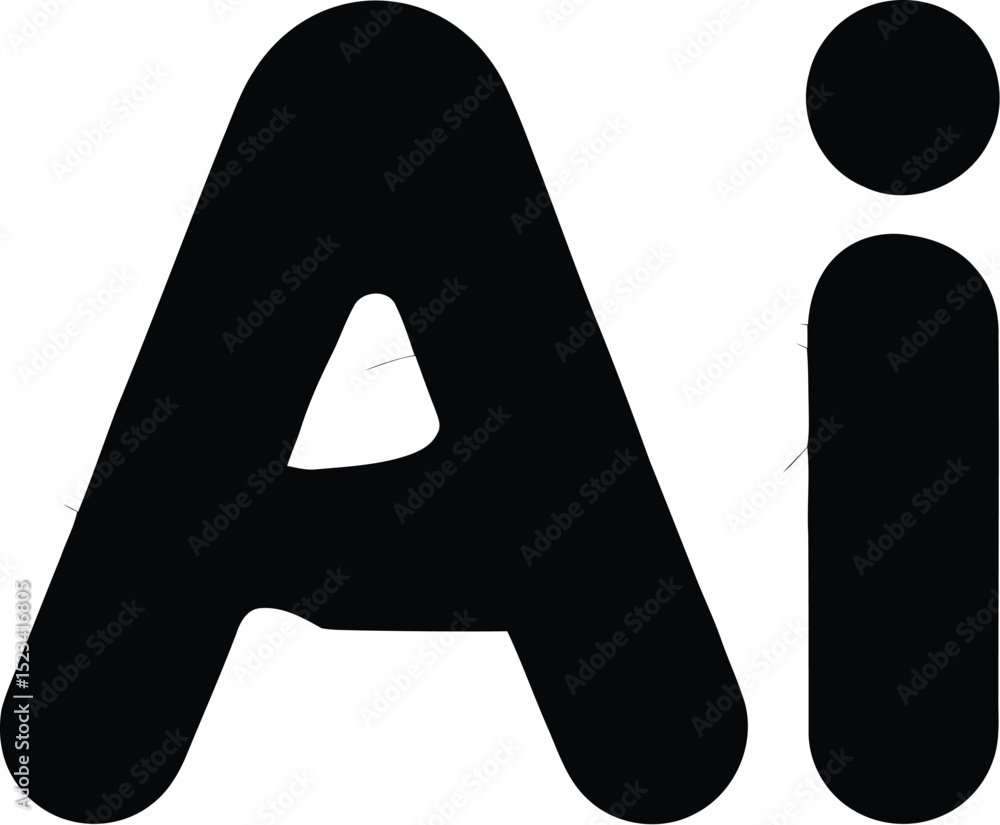 Poster a black ai text logo with a subtle circular pattern on a light gray background in a centered view