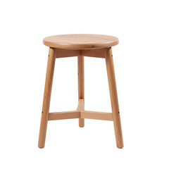 Round wooden stool with light finish, minimalistic design, modern furniture, simple elegance, suitable for various settings..