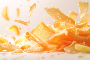 Mouthwatering Crispy Fried Snacks. Irresistible Asian Appetizers with Crunchy Texture and Bright Yellow Hue for Unhealthy Party Nibbles