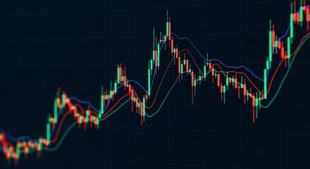 Stock Market Candlestick Chart on Dark Background