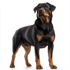 Fototapeta premium Adorable and Loyal Intelligent Rottweiler. A Studio Shot of a Faithful Canine