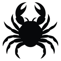 Black crab silhouette isolated on white background simple vector illustration of crustacean animal
