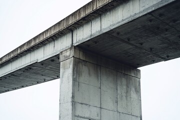 Elevated Concrete Overpass. Modern Urban Architecture and Engineering Marvel in Cityscape