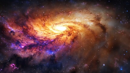 Obraz premium A captivating spiral galaxy showcasing cosmic dust and vibrant nebulae colors