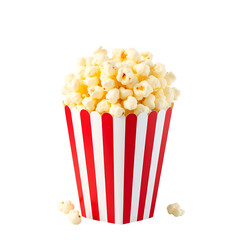 Box of Popcorn Isolated on Transparent or White Background, PNG