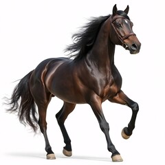 Fototapeta premium Majestic Black Stallion Galloping in Pasture. Captivating Equine Grace and Power Unleashed in Nature Photography