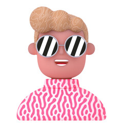 Fototapeta premium funny little man with sunglasses 3d render icon isolated on transparent white background 