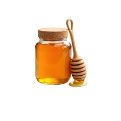 Delightful honey jar with wooden dipper, perfect for sweet moments..