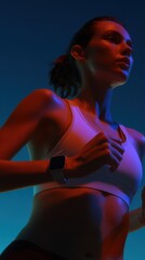 A woman running with a watch on her wrist