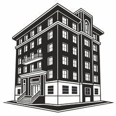 Classic black and white building illustration cityscape architecture
