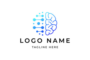 Brain Tech Logo Design Vector 