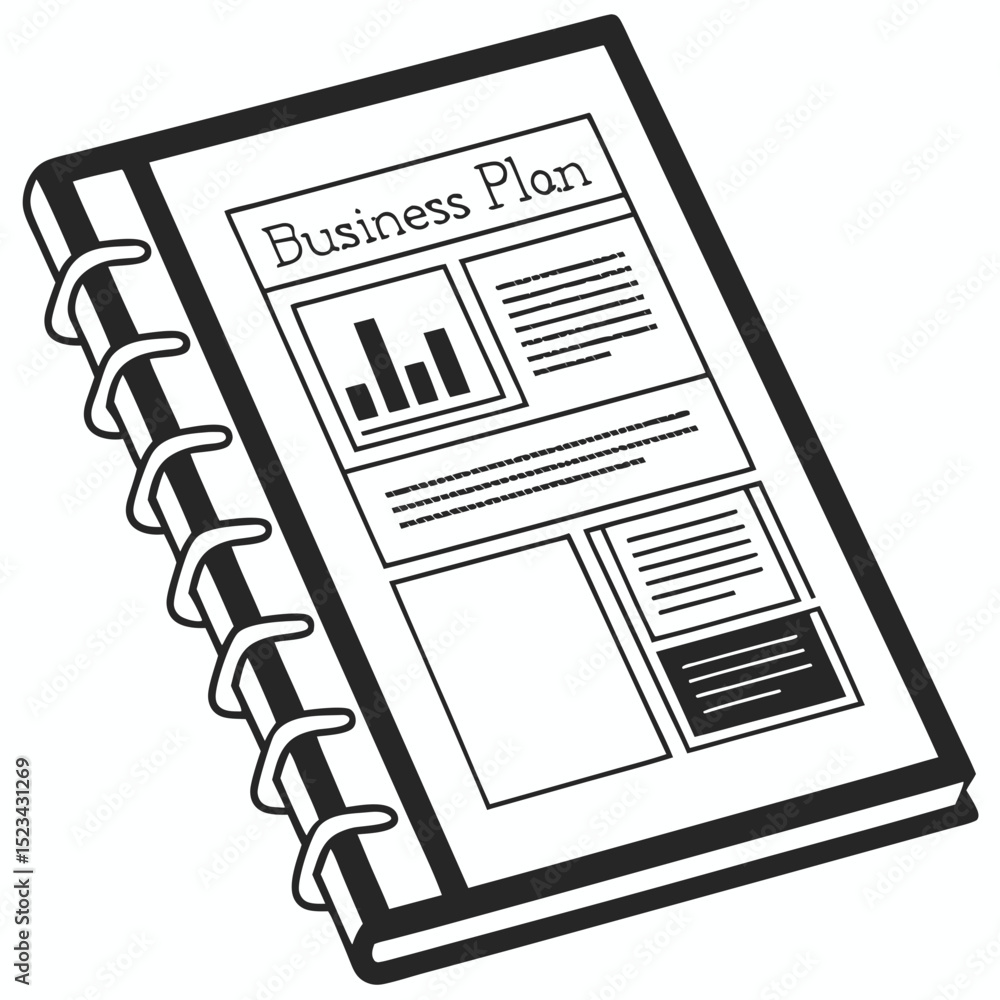 Poster spiral bound business plan notebook with charts and graphs