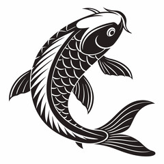 Elegant black and white koi fish design illustration