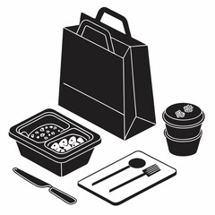 Takeout food meal delivery service paper bag containers