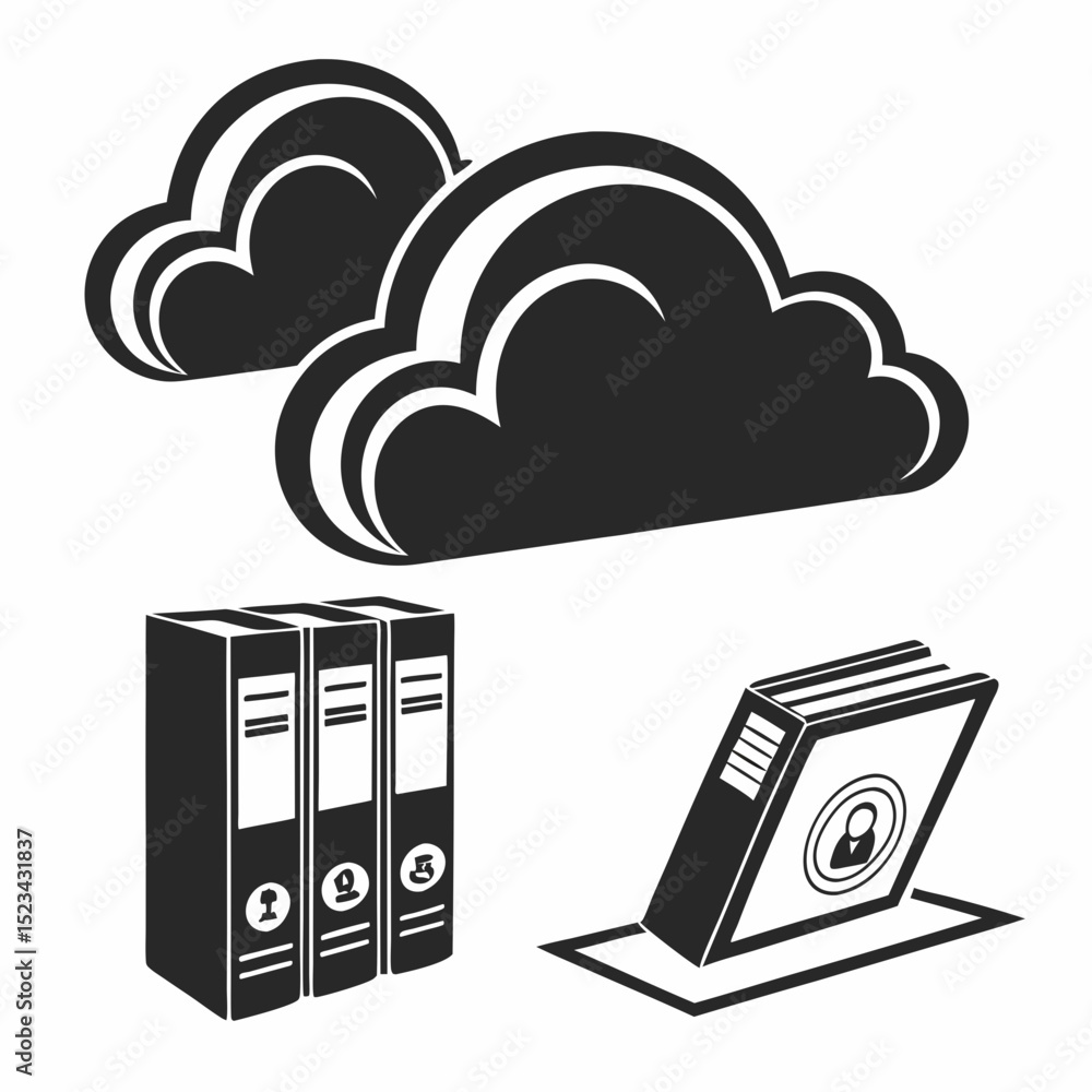 Aufkleber cloud storage data backup files folders online security