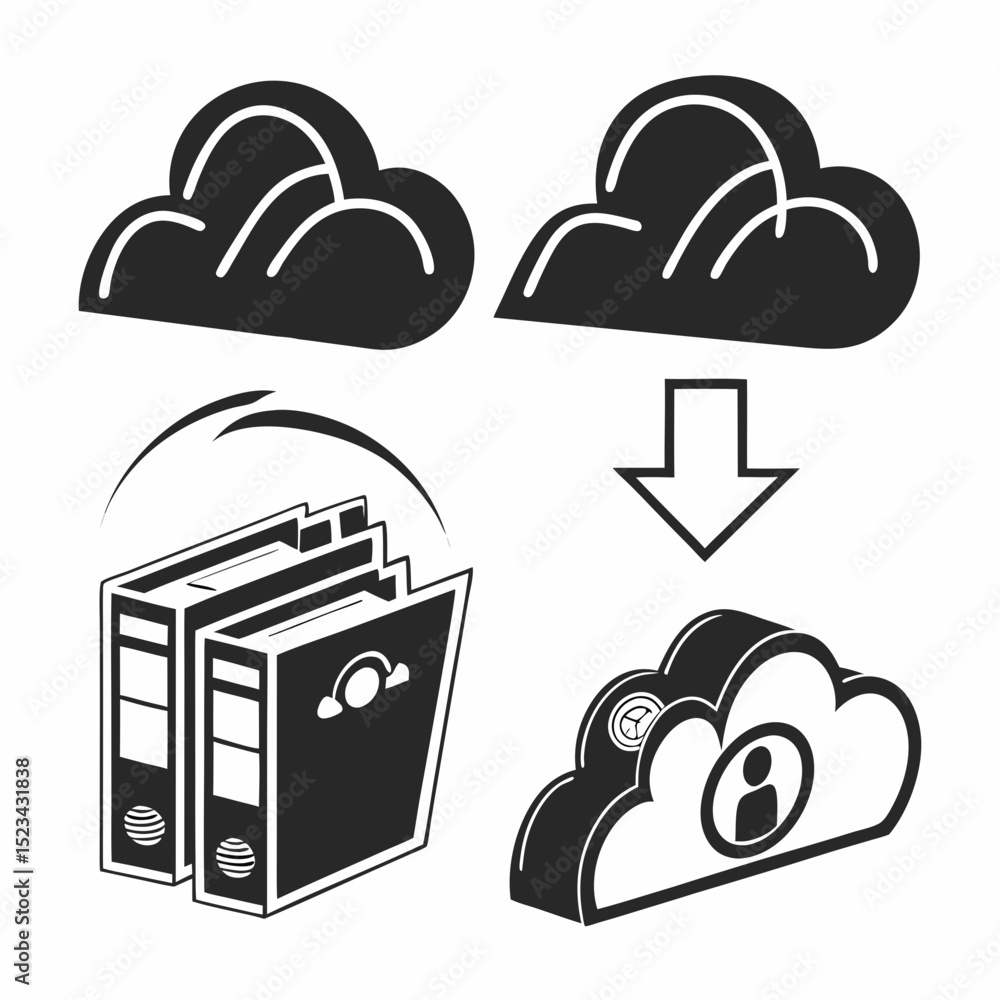Poster cloud computing data storage backup icons illustration