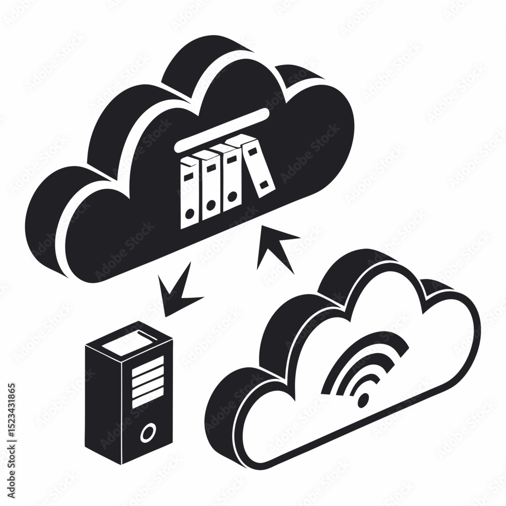 Poster cloud storage data transfer server files online backup