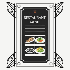 Elegant restaurant menu template design with food illustrations