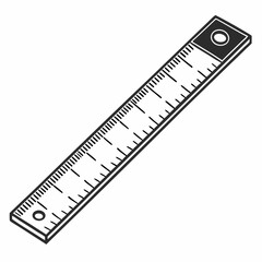 Black and white illustration of a ruler measuring tool