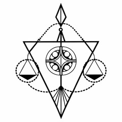 Geometric scales of justice design element transparent background