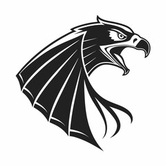 Majestic eagle head profile stylized black and white vector illustration