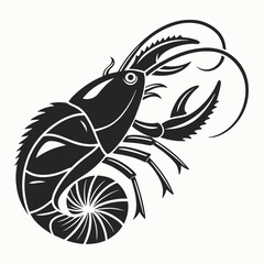 Stylized black and white lobster illustration seafood design