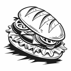 Delicious sub sandwich fresh bread lettuce tomato onion