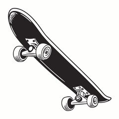 Classic skateboard design black and white illustration © RABBYMIA