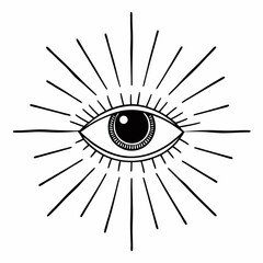 All seeing eye with rays professional graphic design element