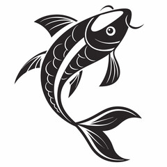 Elegant black and white koi fish design aquatic animal illustration