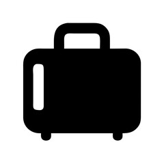 Crisp black suitcase silhouette design with transparent background