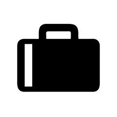 Crisp black suitcase silhouette design with transparent background