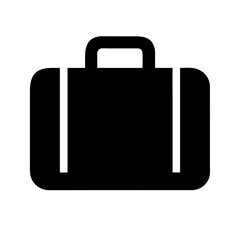Crisp black suitcase silhouette design with transparent background