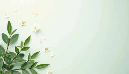 Eucalyptus leaves and copy space. Aroma. Botanical. Nature. Natural. Background material.