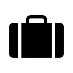Crisp black suitcase silhouette design with transparent background