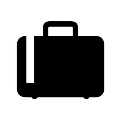 Crisp black suitcase silhouette design with transparent background